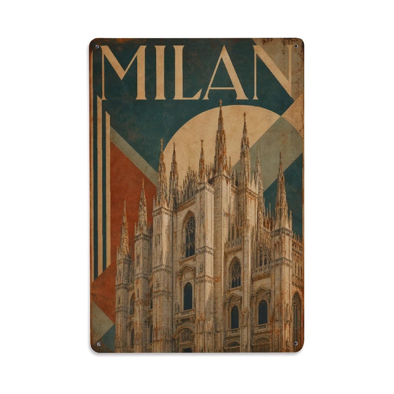 Huiyhb 8X12inch(20X30cm) Vintage Travel Milan Cathedral Gothic Spires Italy Metal Tin Sign