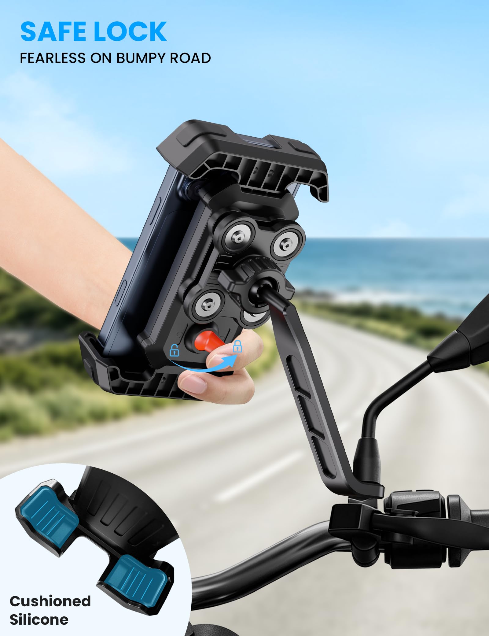 Grefay Uchwyt na Telefon do Roweru i Motocykla, Obrotowy 360° | Uniwersalny, Na Kierownicę, iPhone i Android, Stabilny Montaż