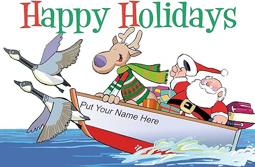 Miniatura 9 de Stonehouse Collection  Tarjetas de Navidad personalizadas de Santa Fishing from Boat  24 tarjetas náuticas personalizadas  Hecho en Estados Unidos