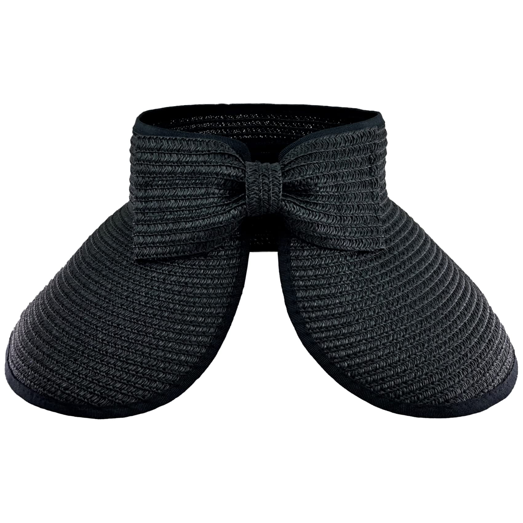 AUSUAYA Visera plegable de paja con protección solar para mujer, sombrero de playa plegable de ala ancha con agujero para cola de caballo para viajes GB- SM01
