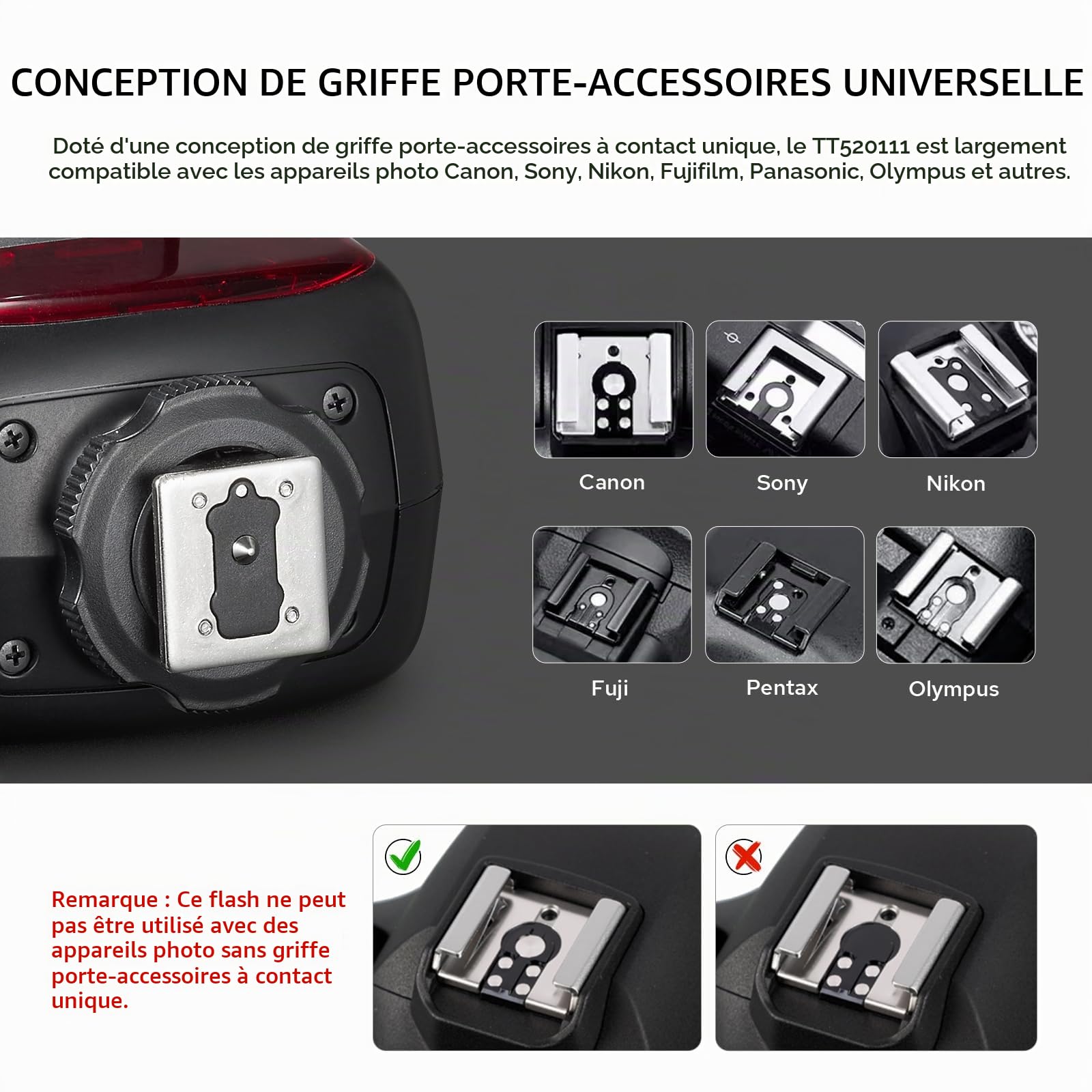 Godox TT520III Flash GN33 pour Appareil Photo, avec émetteur sans Fil RT-16 | Modes S1/S2, 8 Niveaux de Puissance, Design Sabot à Contact Unique, pour Canon Nikon Sony Fuji Olympus Panasonic