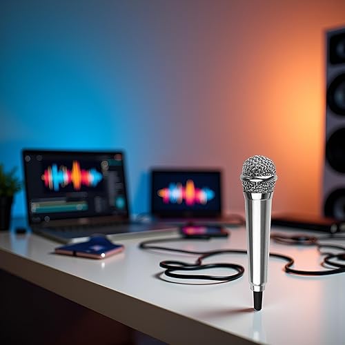 Miniatura 6 de Mini micrófono de canto plateado para teléfono karaoke micrófono de condensador de 0.138 in micrófono mini micrófono de mano para teléfono móvil