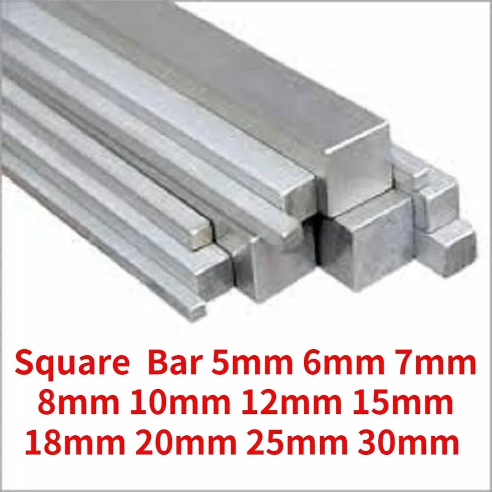 2PCS 304 Stainless Steel Square Rod Bar 5mm 6mm 7mm 8mm 10mm 12mm 15mm 18mm 20mm 25mm 30mm Model 400mm(18mm)