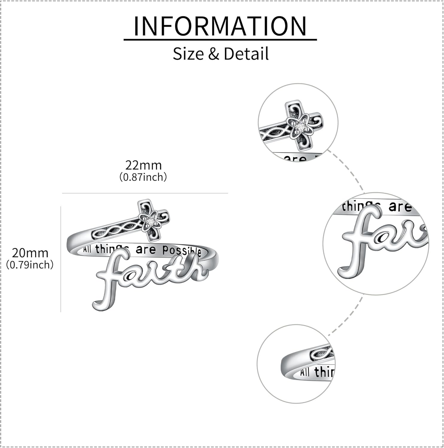 ONEFINITY Cross Rings for Women 925 Sterling Silver Faith Cross Adjustable Ring Christian Spoon Rings Religion Jewelry For Women Daughter Friend - Image 6