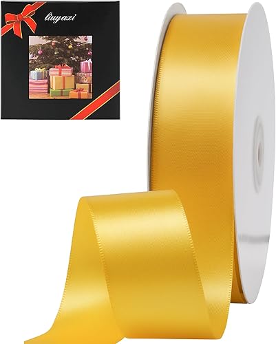 Miniatura 50 de LIUYAXI Cinta de satén roja de doble cara, 1/4 pulgadas x 50 yardas continuas, cintas finas perfectas para envolver regalos, tarjetas de invitación