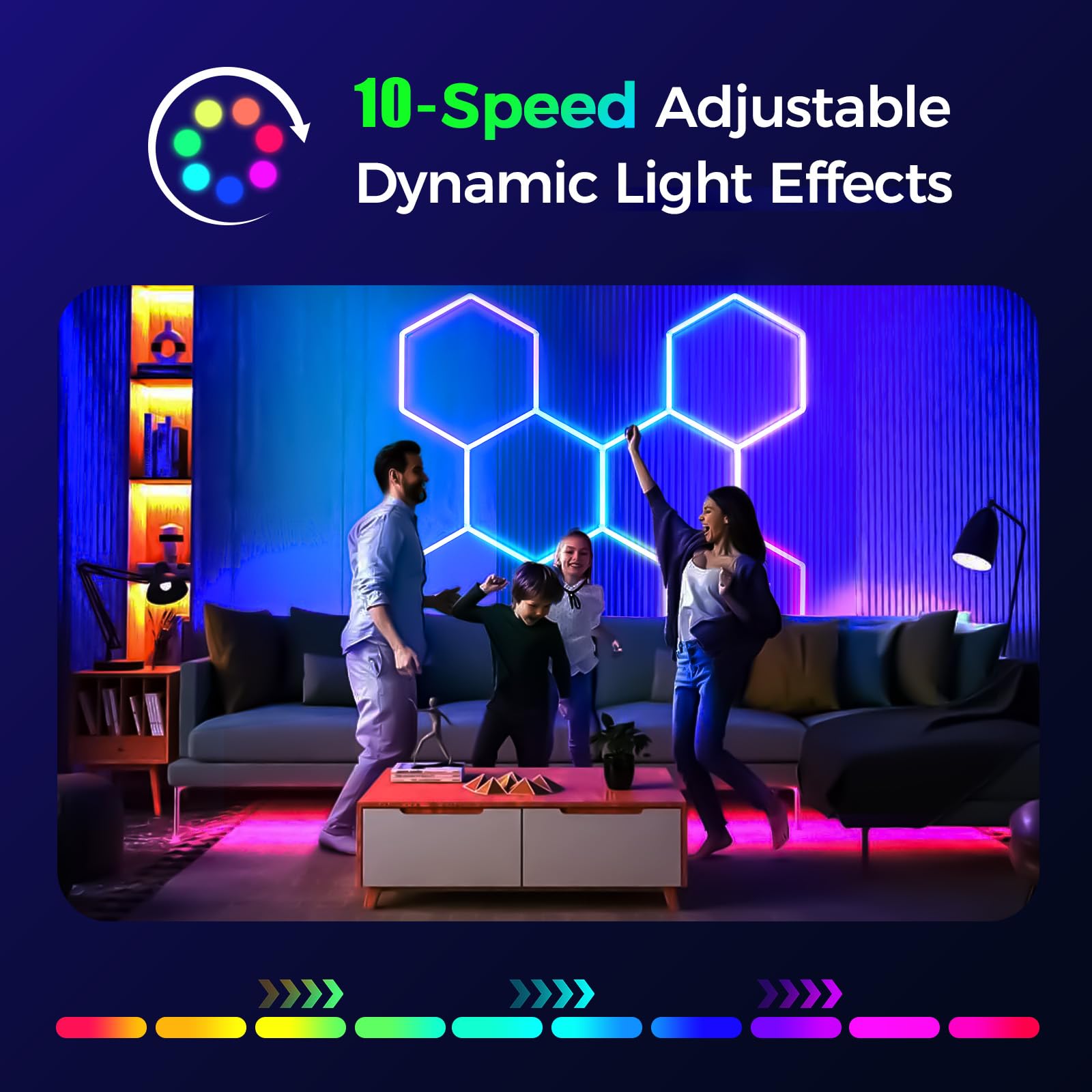 Éclairage RGB Hexagonal Iluminación 6 Hex 261W LED en nid d'abeille | Lámparas de techo hexagonales ambientales regulables luces para videojuegos/decoración de bares/gimnasios/salas de eSports