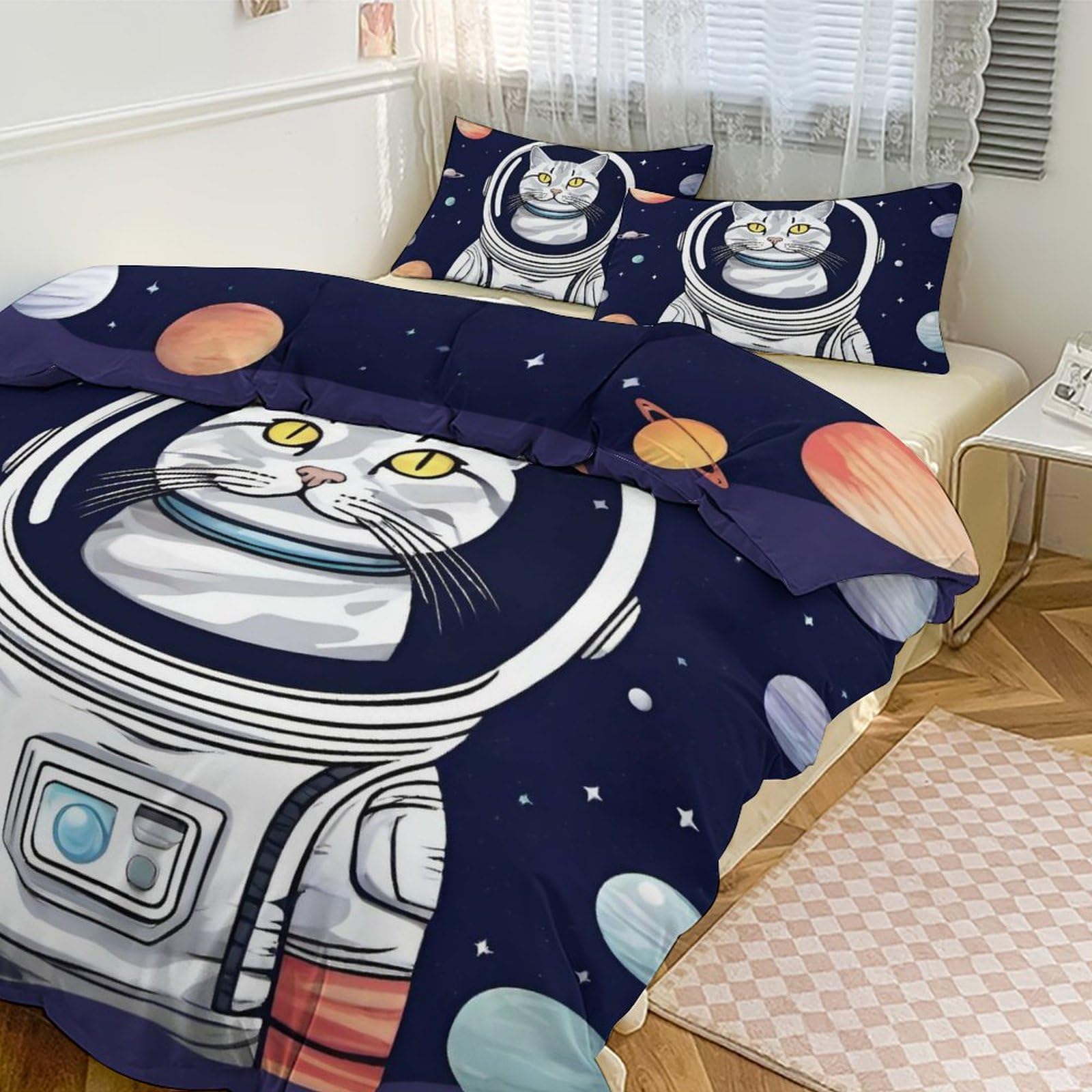 Housse de couette pour grand lit chat pour une chambre parentale cocooning