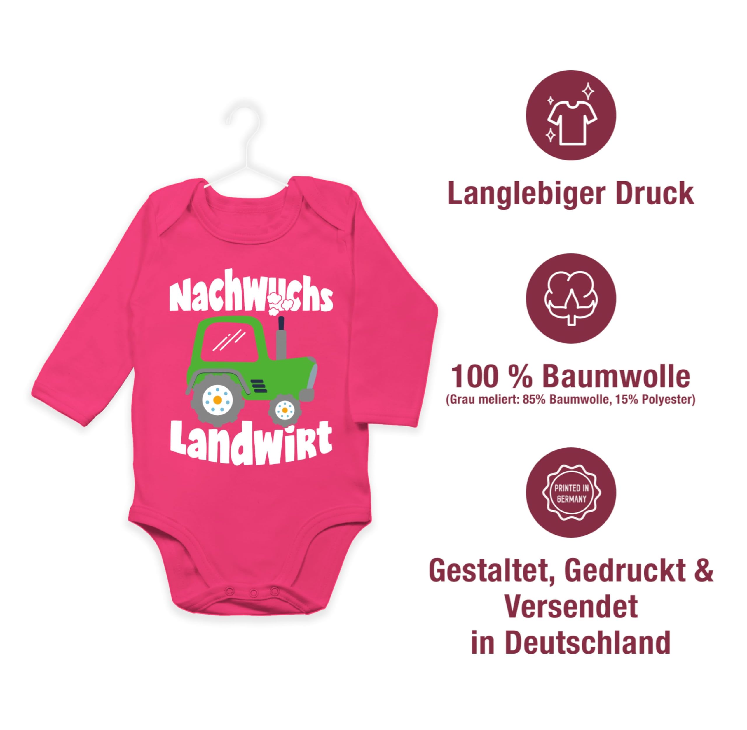 Shirtracer - Baby Body langarm Mädchen Junge - Sprüche - Nachwuchs Landwirt weiß