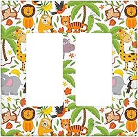 Vista 44 de Cubierta de interruptor de luz de animales de la jungla Tigre Koala Jirafa linda, cubierta de interruptor de pared de palanca única decorativa de 1