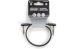 JIM DUNLOP 1/4 Inch Right Angle MXR Ribbon TRS Patch Cable, 1 ft