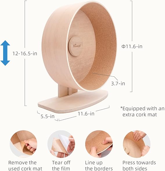 Niteangel Wooden Hamster Exercise Wheel: - Silent Hamster Running Wheel for Hamster, Gervill, Mouse and other similar size small pets L