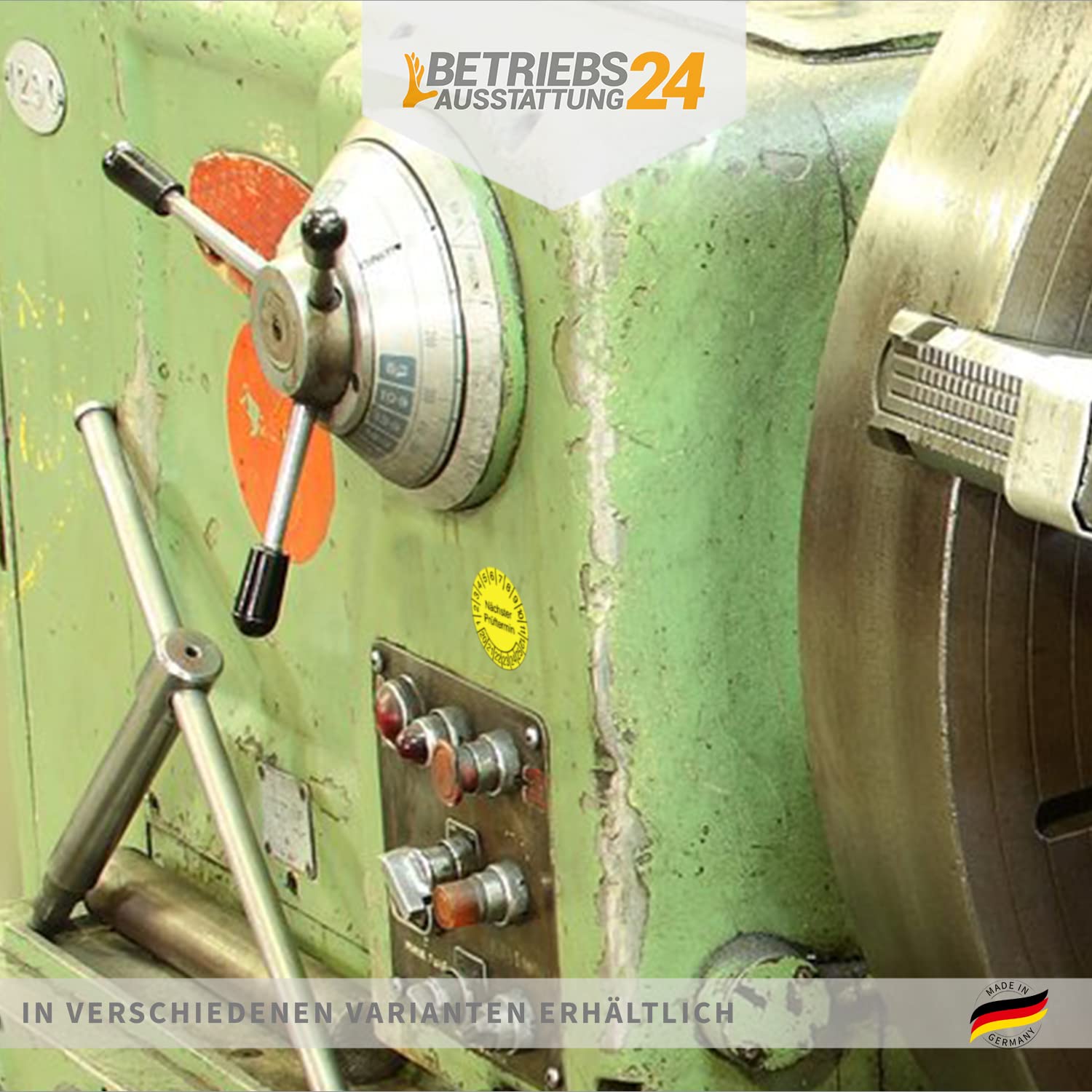 Prüfplakette „Nächster Prüftermin“ - Rolle mit 1000 Stück - Fälschungssicher - Dokumentenfolie, selbstklebend Ø 1,5 cm - gelb/schwarz - Jahre: 2027 – 2032 - Prüfetiketten
