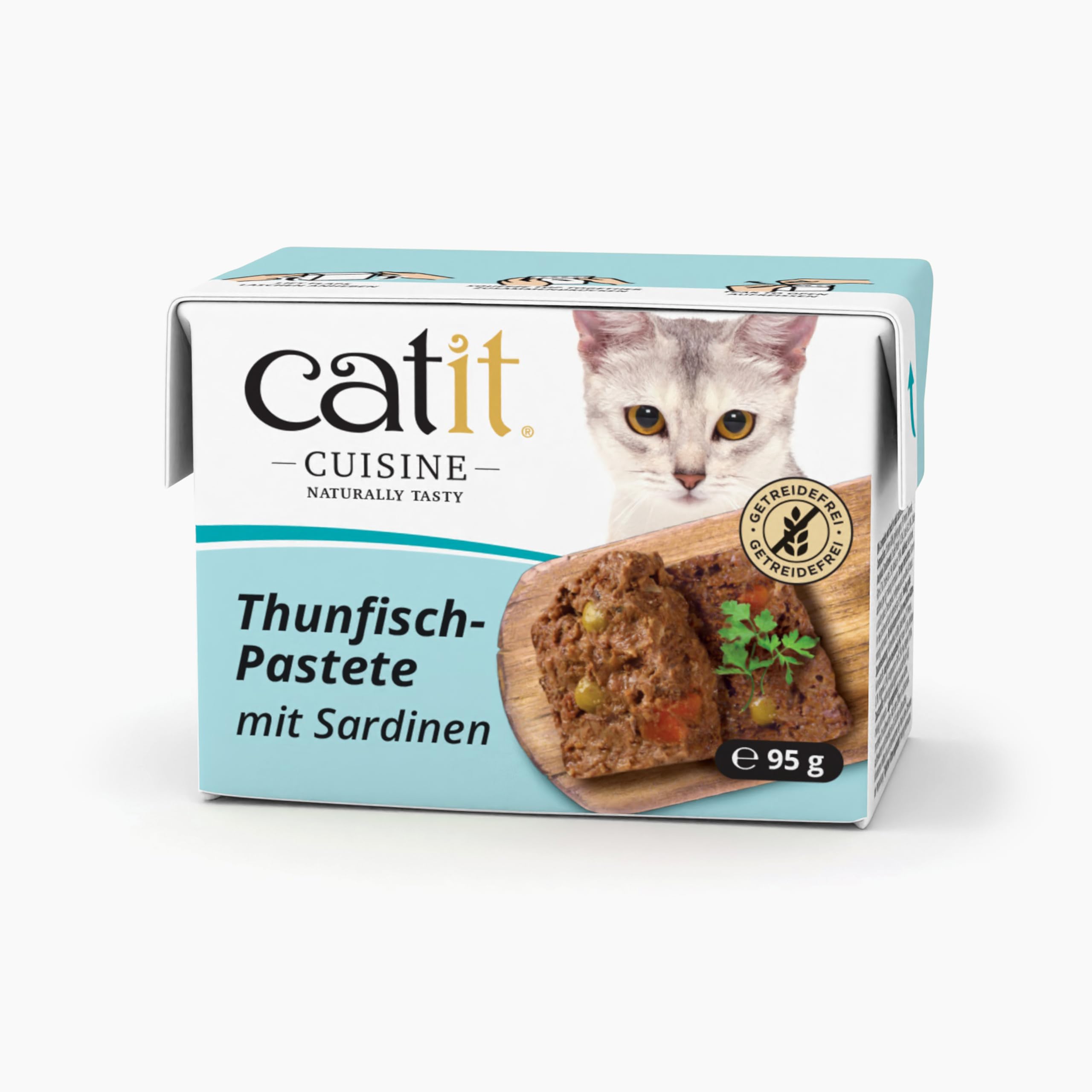 Catit Cuisine Tuna Pâté, Grain Free Wet Cat Food in Gravy, Real Meat Food for Adult Cats, 95g Tetra Pack