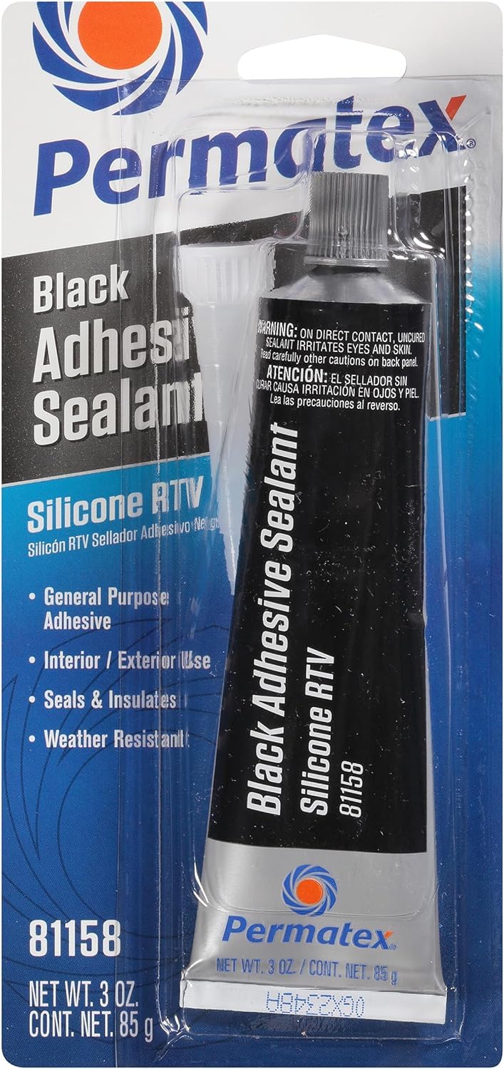Belgrade Parts & Service, Inc. Heavy Duty Automotive Black Silicone Adhesive Sealant, 3 oz.