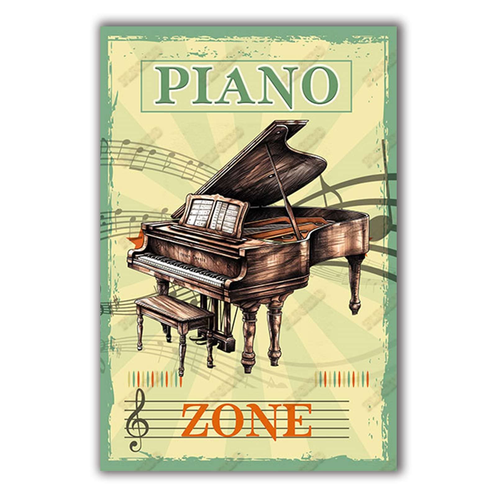 Anceky Piano Zone Metal Tin Sign Retro Signs Wall Decor for Home Kitchen Yard Outdoor Cafe 12×16 Inch