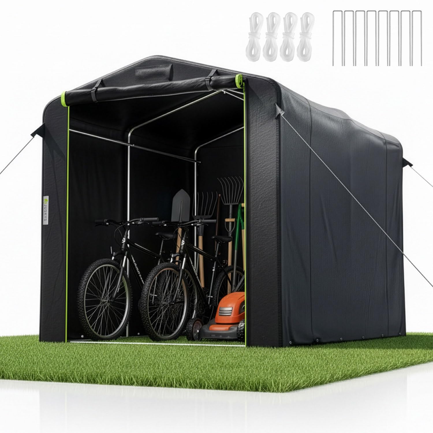 Juskys® Tente à Outils M - Garage à vélos d'extérieur de 6,2 m³ avec fenêtre et Porte, 220 x 160 x 175 cm, bâche imperméable et Armature métallique, abri de Jardin