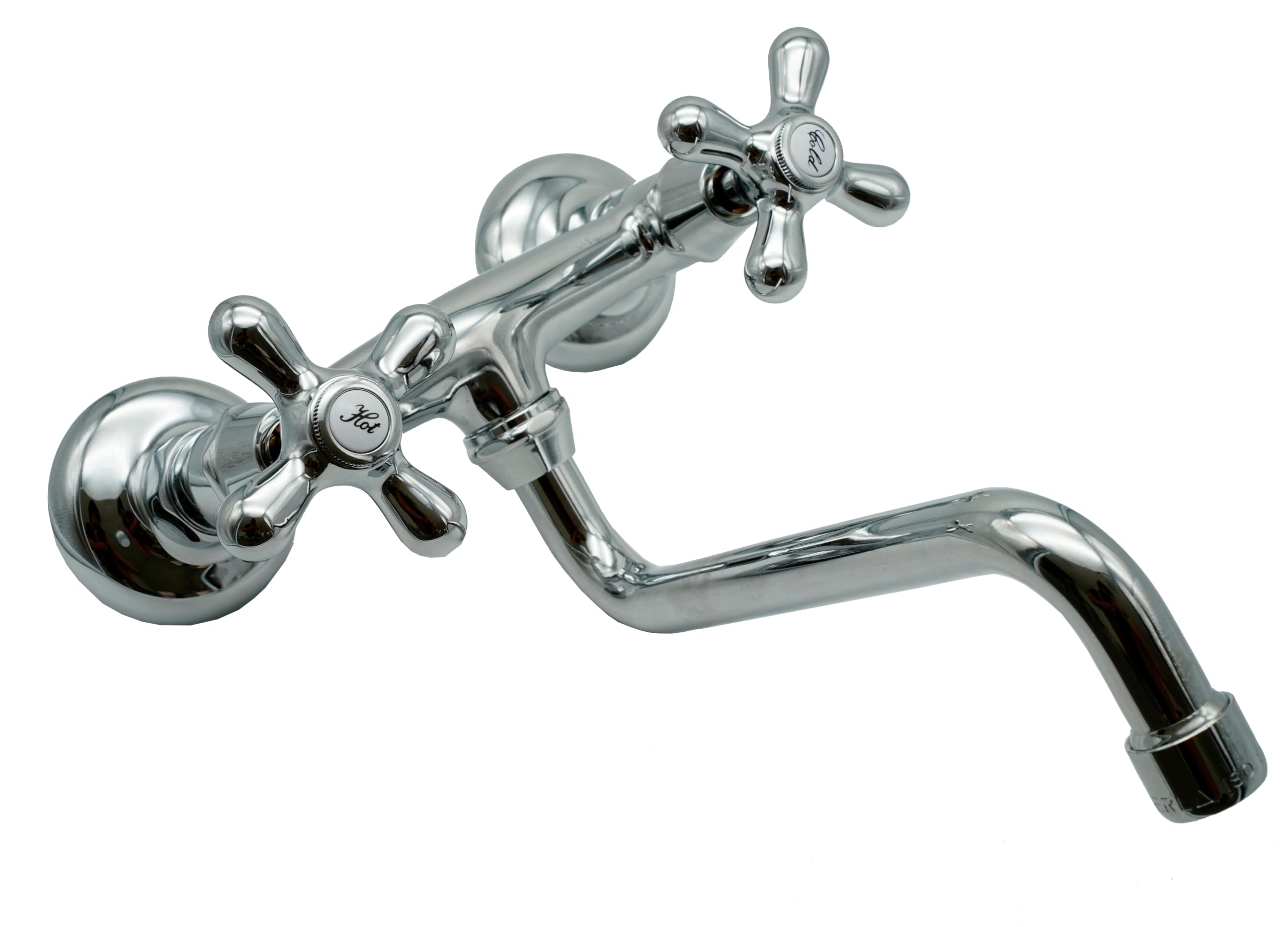 L'ARTISTICA F.LLI PERINCIOLI | Gruppo Lavello a Parete Erogazione a Snodo Inferiore a Tubo Cromato, Gruppo Lavello in Ottone per Lavandini da Esterno ed Interno, 235x150±20mm