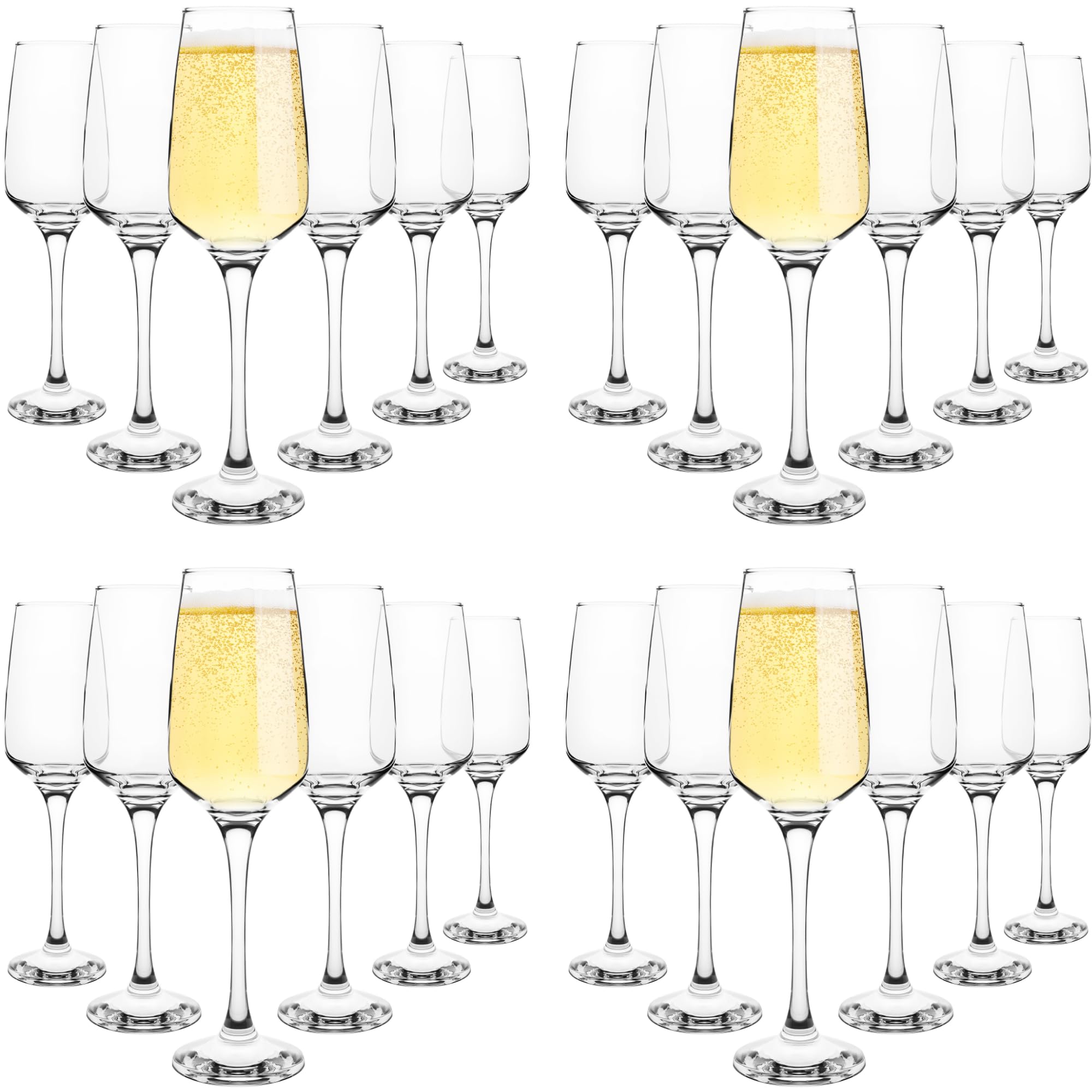 Homiu Florence Champagne Glass Flutes Elegant Florence Collection Glasses Set 230ml / 7 ¾oz Perfect for Home, Restaurants and Parties Dishwasher Safe (24 Pack)