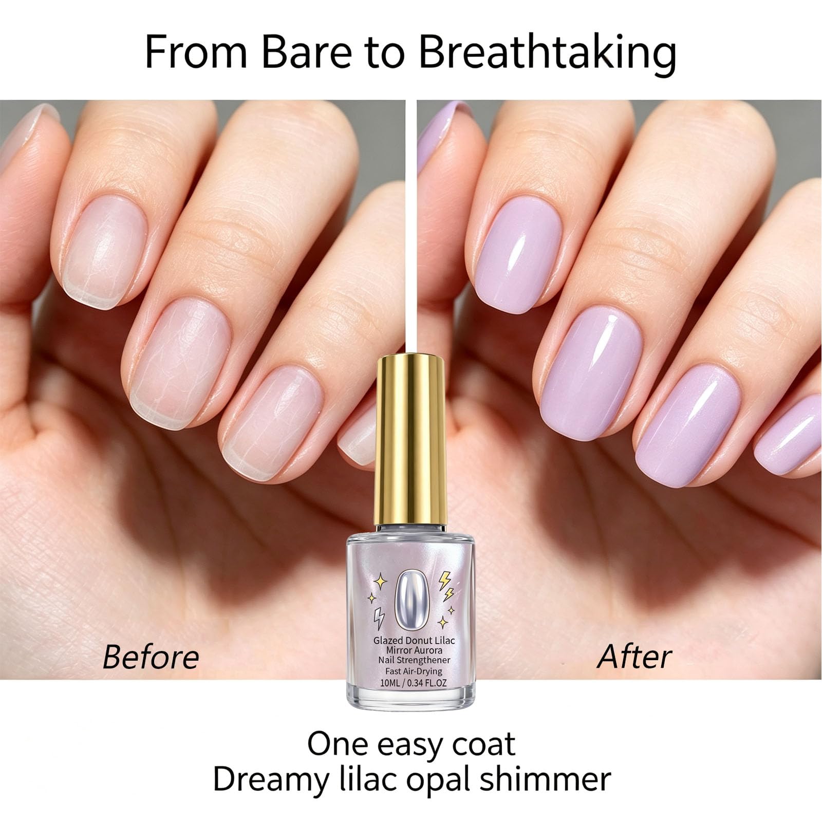 Vernis à ongles aurore miroir lilas beignet glacé, renforçateur d'ongles haute brillance à séchage rapide violet irisé, finition de manucure lisse et brillante, cadeaux de bricolage (10PCS)
