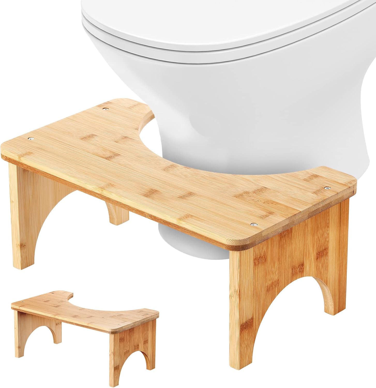 Geelin 2 Pack Toilet Squatting Stool Bamboo Toilet Foot
