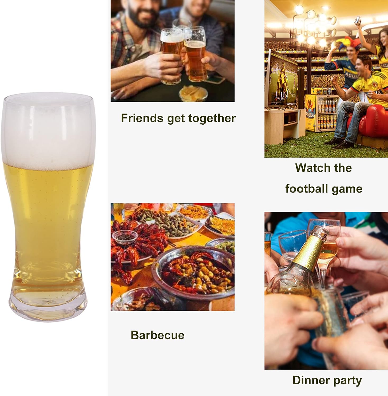 6 Pack 16oz Pilsner Beer Glasses, Bar Glassware, Drinking Glasses for Home Kitchen Entertainment - Image 3