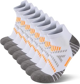 eallco Ankle Compression Socks for Men Athletic Cushioned Breathable Short Socks for Running Hiking 4 Pairs