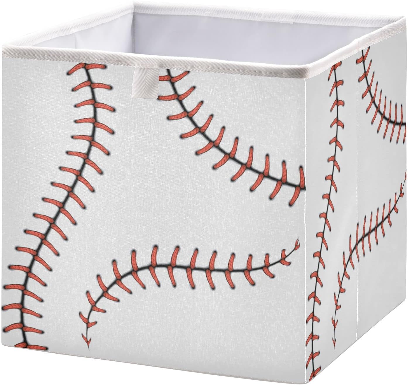 Ollabaky Baseball Stitches Laces Cube Storage Bin, Foldable Fabric Storage Cube