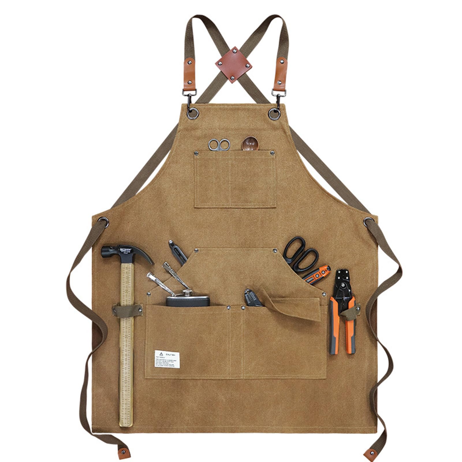 Delantal de trabajo Delantales for hombres, Delantal de herramientas de trabajo for hombre con bolsillos Lona resistente impermeable Carpintería, Herrero