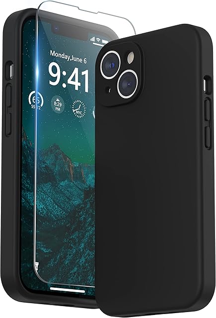 SURPHY Liquid Silicone Case Compatible for iPhone 14 Case, Individual Protection for Each Lens Shockproof Full Body Thickened Rubber for iPhone 14 6.1 inch 2022, Black