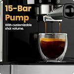 Machine à expresso Chefman CraftBrew, machine à expresso numérique à pompe de 15 bars avec buse à vapeur pour latte et cappuccino, machine à café expresso compacte avec réservoir d'eau amovible de 1,5 L - Acier inoxydable