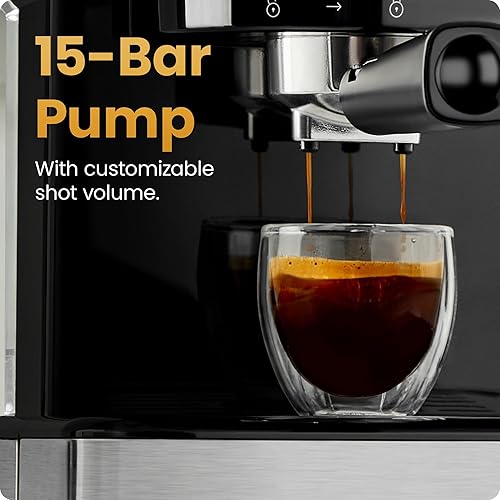 Miniatura 8 de Chefman CraftBrew - Máquina de café expreso digital con bomba de 15 bares con varita de vapor para café con leche y capuchino, máquina de café