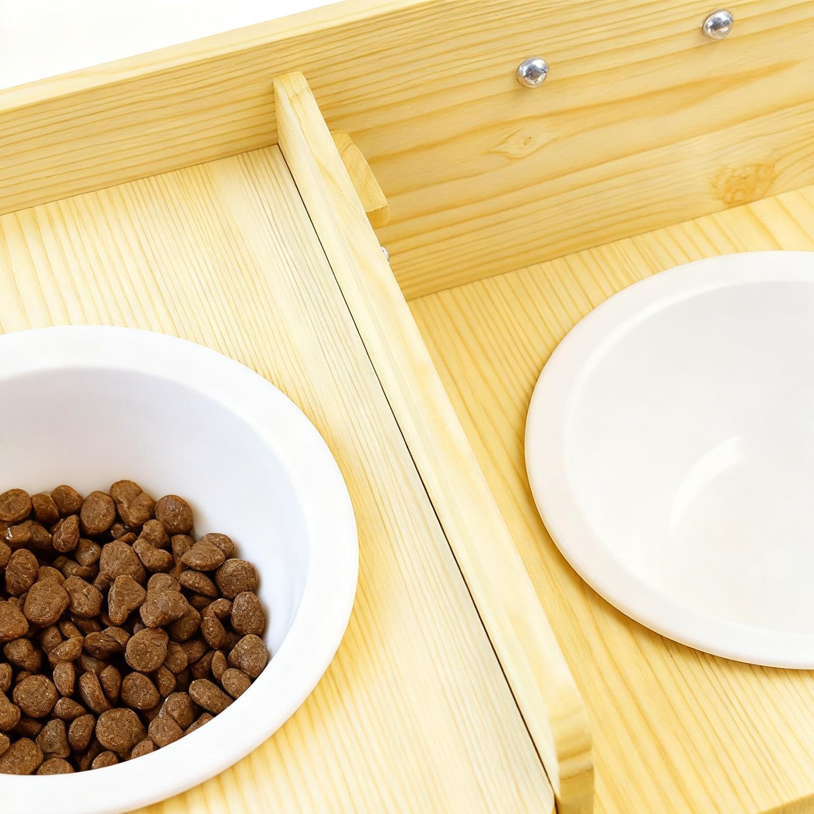 Bebedero para Perros Bebedero De Madera Con 2 Boles | Dispensador De Agua Y Comida Ajustable Felino Para Cachorro Gatito Animal Interior Hogar Balcón Apartamento Exterior