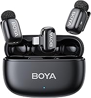 Vista 10 de BOYA Mini micrófono inalámbrico para Andriod/Tablets/PC con interfaz USB C, cancelación de ruido, duración de la batería de 30 horas con estuche