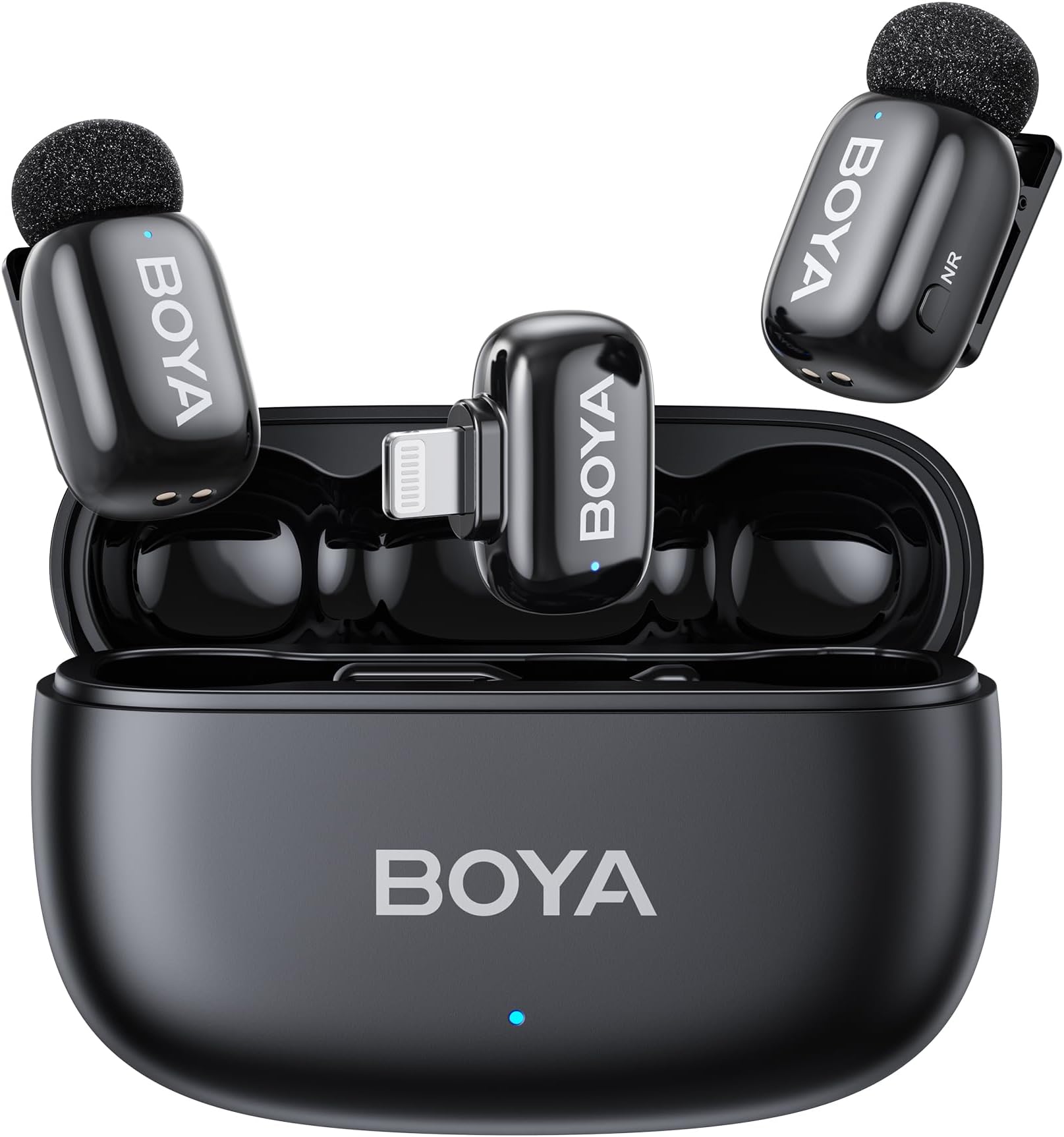 BOYA mini 2 Wireless Microphone for iPhone with MFi Certified, AI Noise Cancellation, App Control, 48k Hz/24 Bit, 30H Battery Life with Charging Case,Lapel Microphone Wireless for Video Recording Vlog