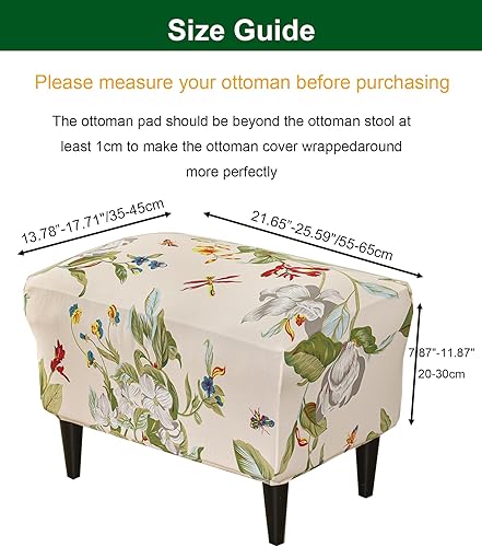 Miniatura 2 de CRFATOP Funda para silla otomana, fundas grandes para silla otomana, fundas impresas rectangulares para taburete de almacenamiento, reposapiés,