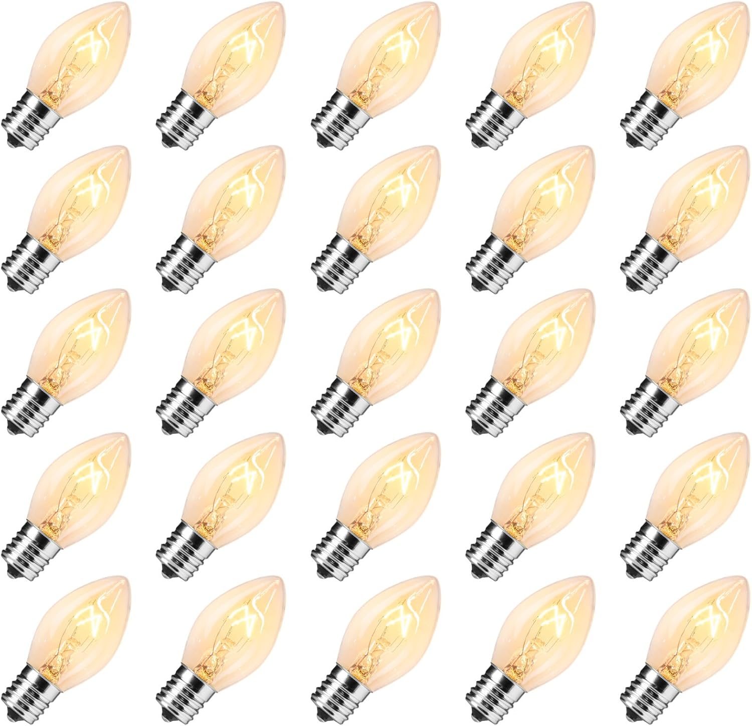 Minetom 50 Pack C7 Incandescent Light Bulbs, C7 Replacement Bulb for Christmas String Light, E12 Candelabra Base, 5 Watt, Clear