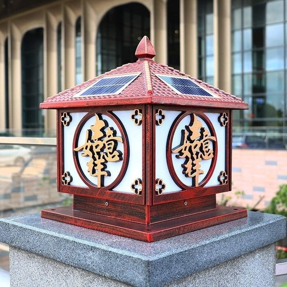 Pfostenleuchten Außenbereich Solar-Säulenscheinwerfer for draußen IP65 Wasserdichte Garten-Säulenleuchte LED-Solar-Villa-Pfostenleuchte Japanischer Stil Aluminium-Landschaft Straße Poller Laterne(Ross