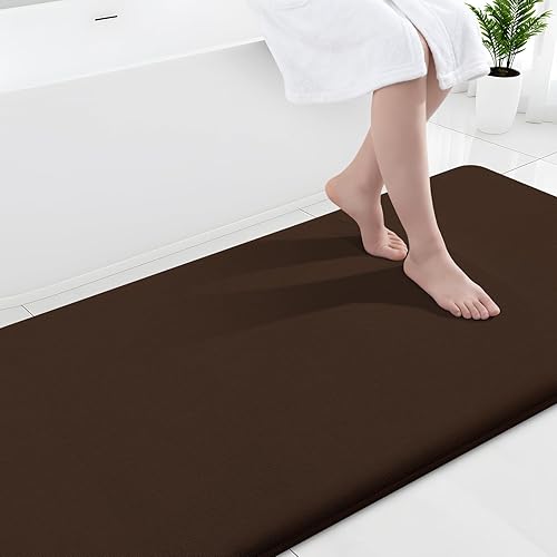 Miniatura 44 de Smiry Tapete de baño de espuma viscoelástica de 24 x 16 pulgadas, extra suave y absorbente, antideslizante, lavable para suelo, ducha y bañera,