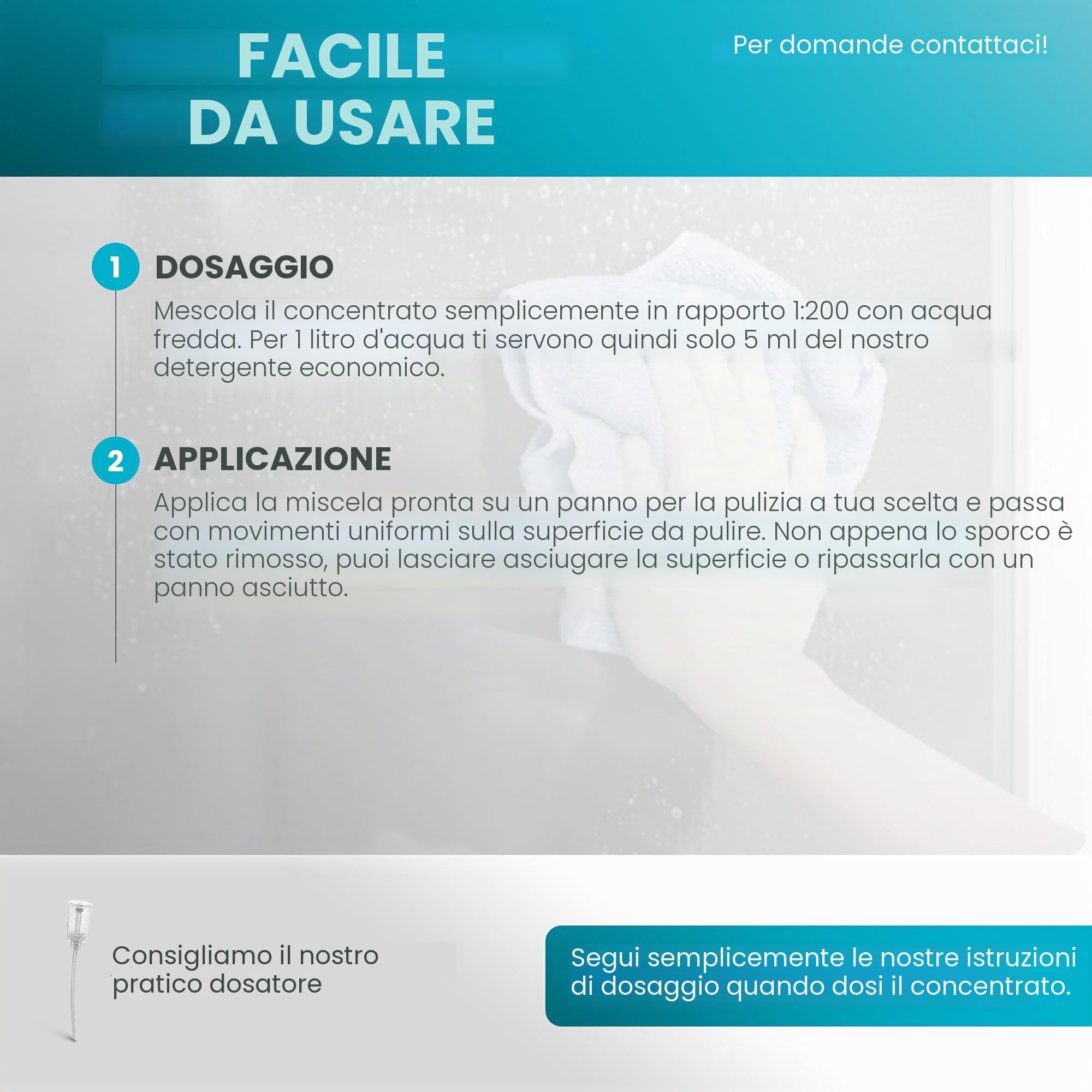 BiOHY Detergente per finestre professionale (6 bottiglie da 1l) + Distributore | Detergente concentrato per vetri | adatto ai PULITORI A VUOTO PER VETRI | pulizia senza striature (Fensterreiniger)