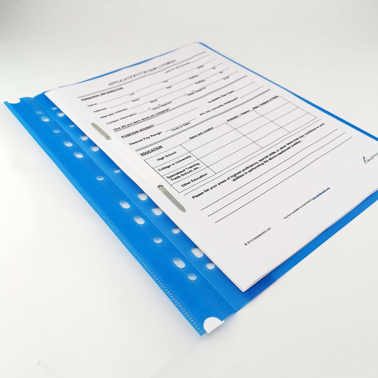 D.RECT Pack of 25 A4 File folders with Perforation Made of Plastic with Transparent Front Cover, Plastic File Folder Made of PP Film, Perforated, Euro Perforation, Blue