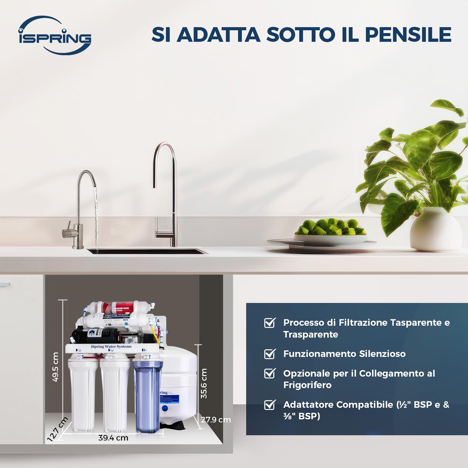 600 GPD sotto il lavandino Tankless TDS monitoraggio sistema di filtrazione dell