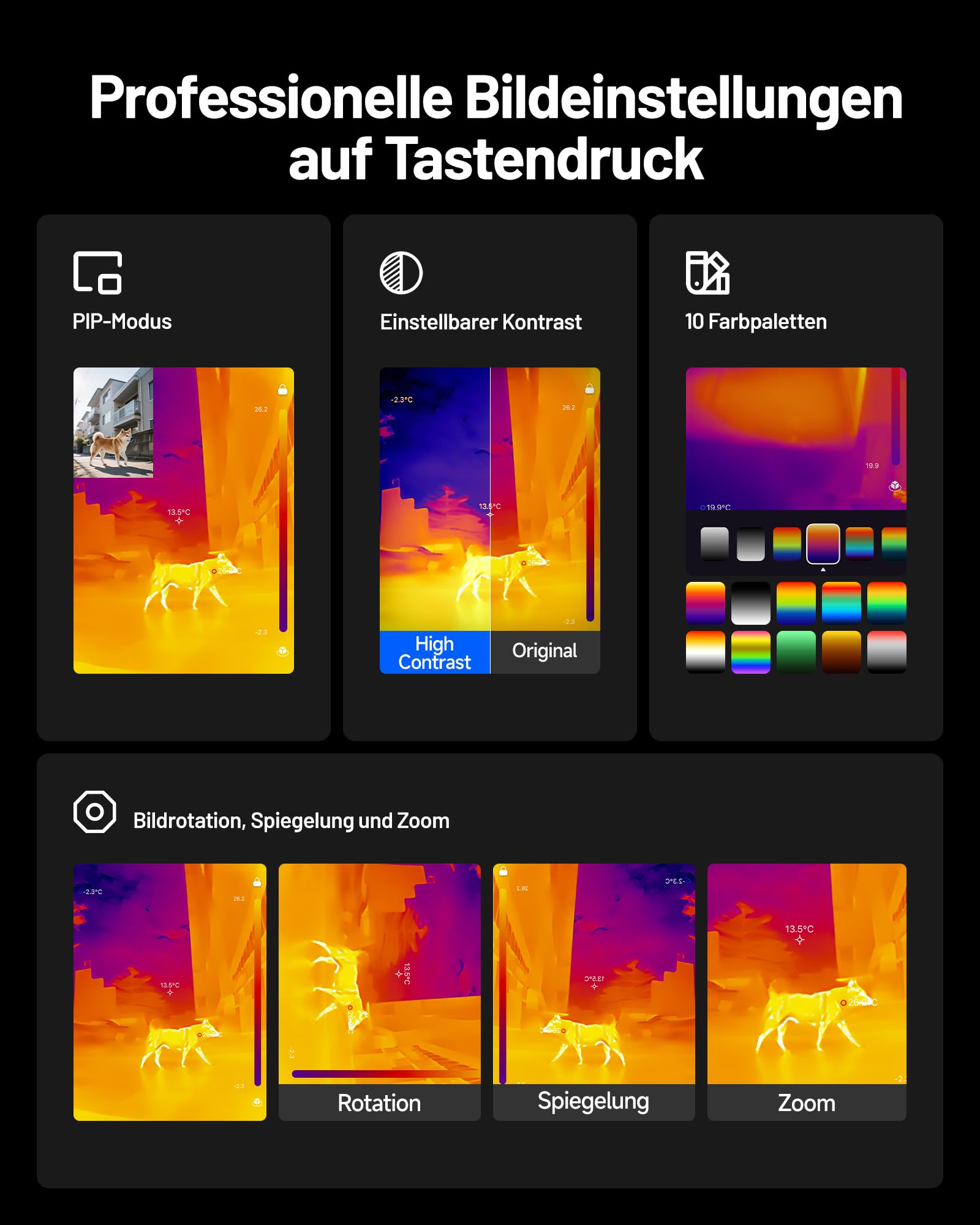 TOPDON Wärmebildkamera TC002C Duo für iPhone/Android, 512x384 Superauflösung 256x192 IR-Auflösung, -20°C bis 550°C Temperaturbereich, 25Hz, 40mK,Thermal Camera für HVAC-/Leckagen-/Gebäudeinspektionen