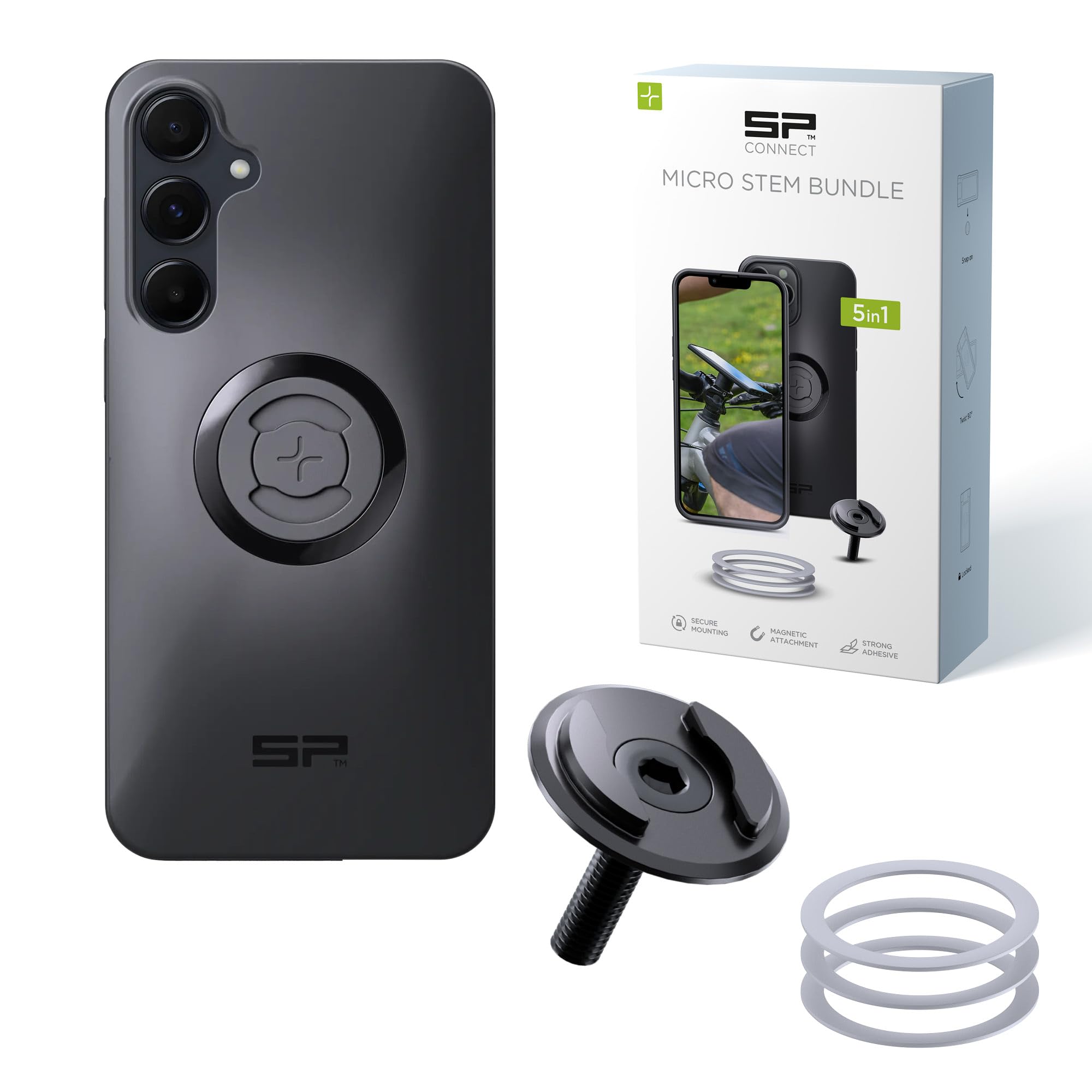 SP CONNECT Micro Stem Bundle | SPC+ | Compatible avec Samsung A55 | Support de téléphone portable pour guidon de vélo | Support de smartphone pour vélo | Support de téléphone portable