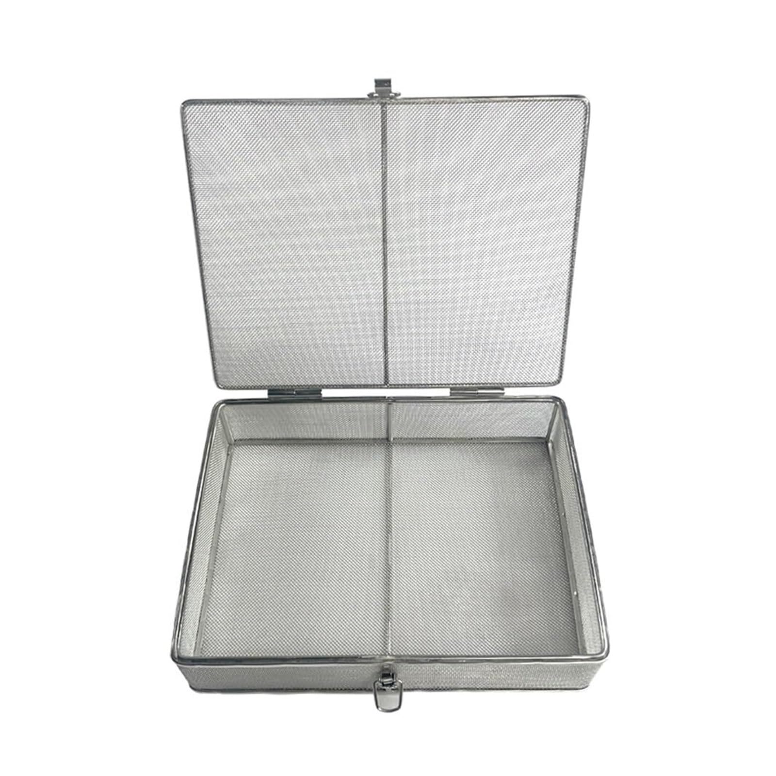 Cestello in rete di acciaio inox con coperchio – Contenitore per lavaggio e sterilizzazione di strumenti chirurgici | 20*15*5cm