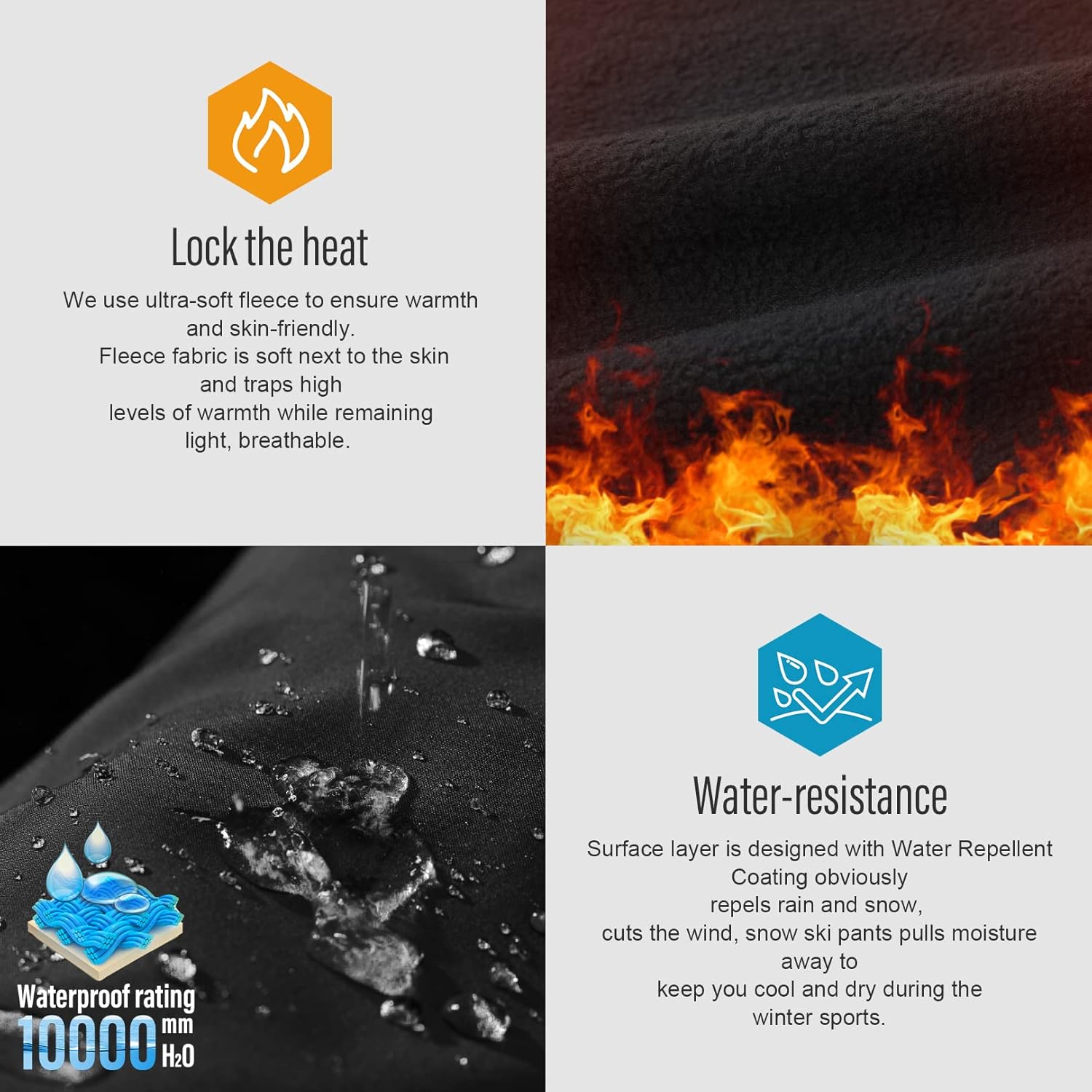 Asfixiado Kids Boys Girls Ski Waterproof Fleece Lined Soft Shell Pants Snow Insulated Windproof Winter Pants Hiking,Camping,Travel #1510 Grey-M : Clothing, Shoes & Jewelry