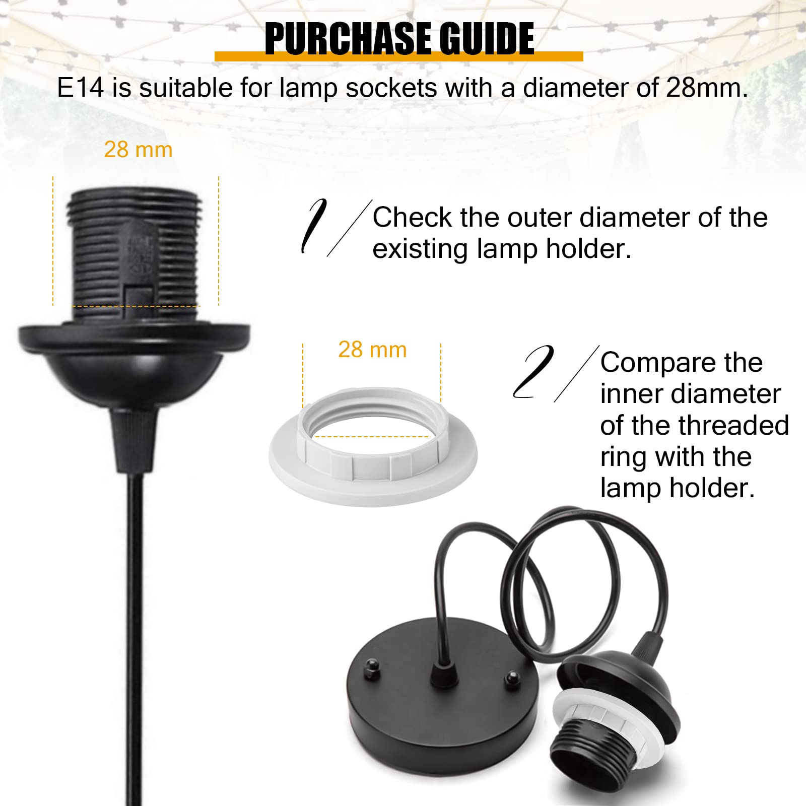 4 Pack E14 Lamp Shade Reducer Rings – 26.5mm Twist-Lock Adapters For Lamps & Ceiling Lights – Easy Fit, No Tools Needed