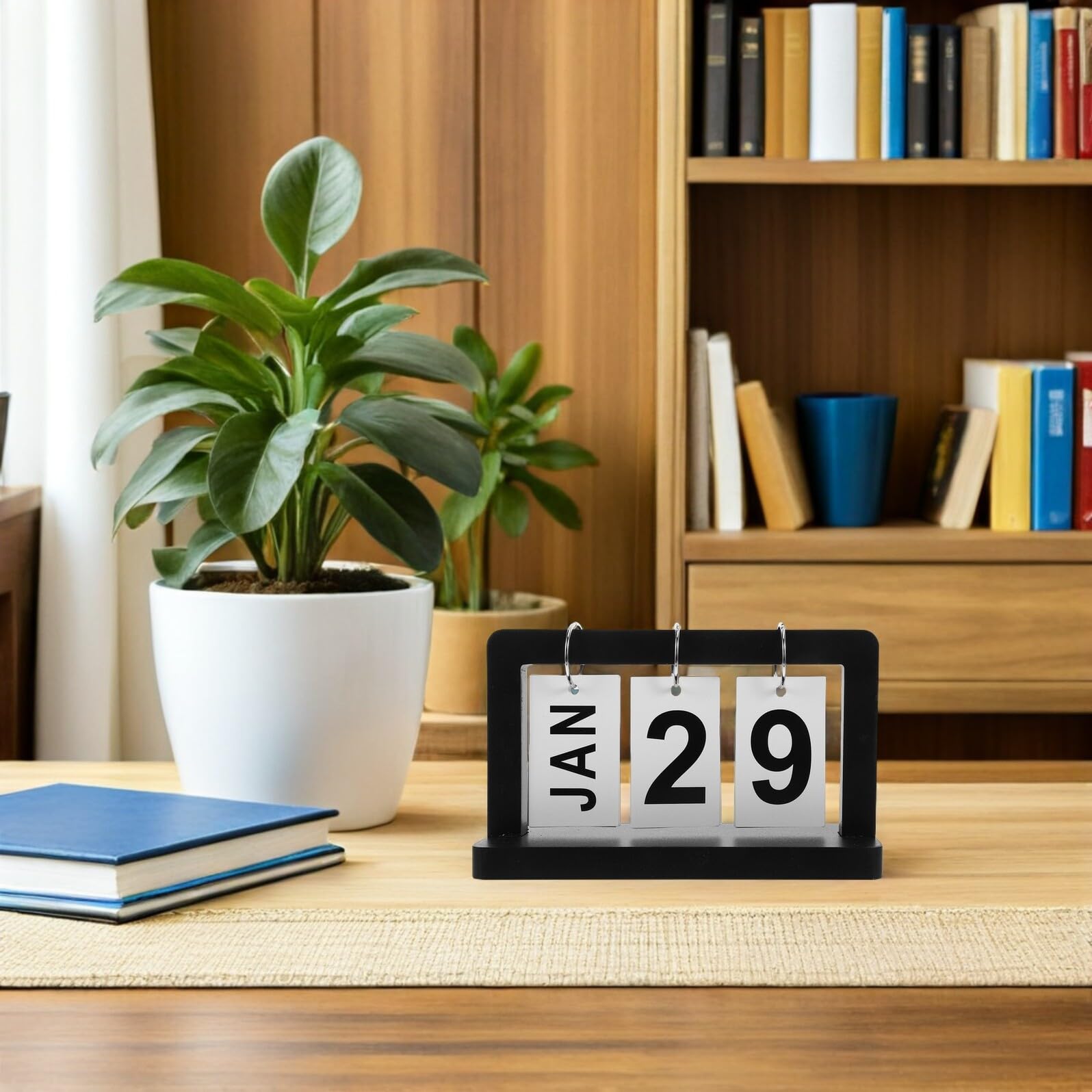 SUPVOX Calendario Perpetuo da Tavolo in Legno 4 Pezzi Fogli Mobili, Calendario Giornaliero per Scrivania Decorativo e Compatto, Planner Mensile Riutilizzabile per Ufficio e Casa