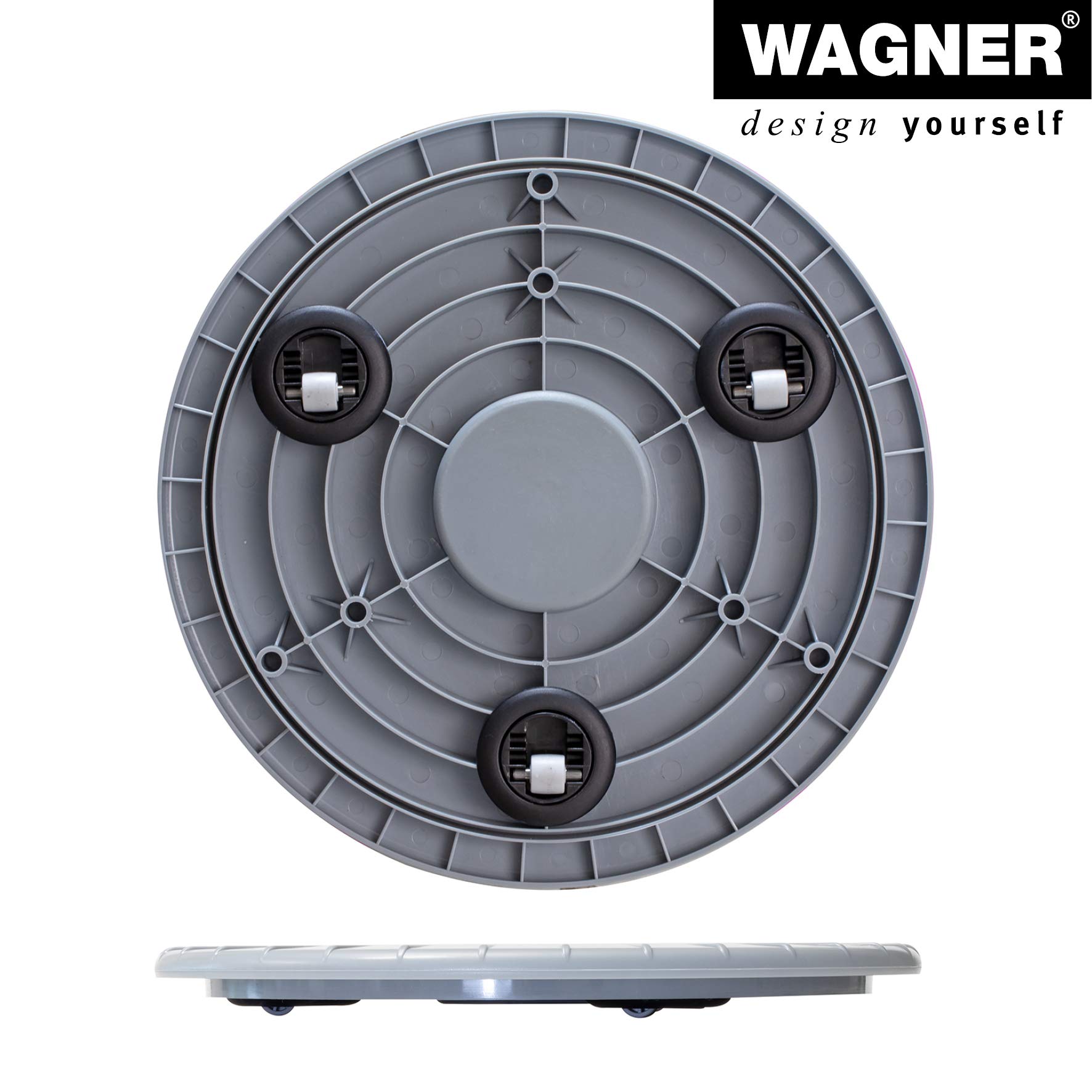 Wagner Ultra FLAT 20045001 wałek do roślin o wymiarach 30 x 3 cm, do użytku w pomieszczeniach z lekkimi łożyskami kulkowymi, wyjątkowo płaski wałek z tworzywa sztucznego ABS, srebrno-szary, odporny na