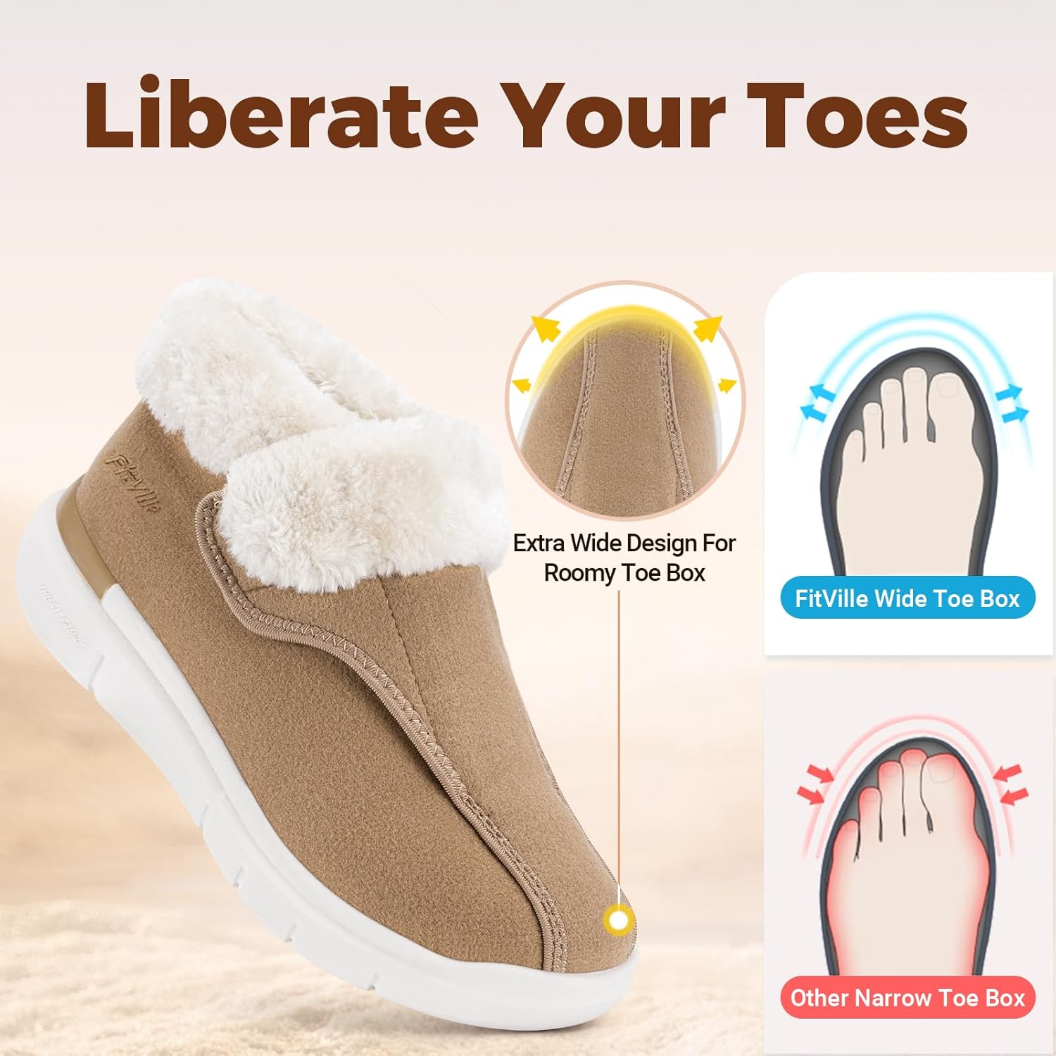 FitVille Diabetic Boots for Women Warm Diabetic Shoes for Women Wide Width Winter Ankle Boots Shoes for Swollen Feet for Elderly Foot Pain Relief Plantar Fasciitis
