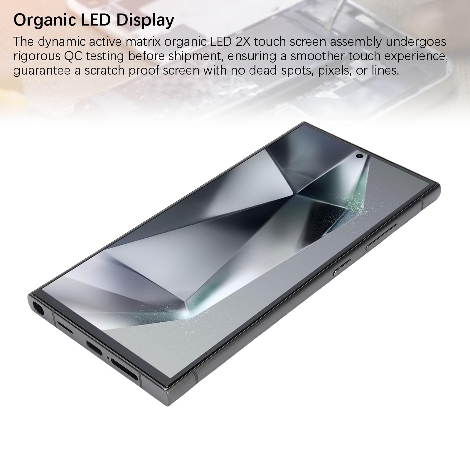 Alomejor Wymiana Ekranu Telefonu do S24 Ultra 5G Digitizer z obsługą Linii Papilarnych Zespół Ekranu 6,8 Cala dla łatwej Instalacji (BLACK)